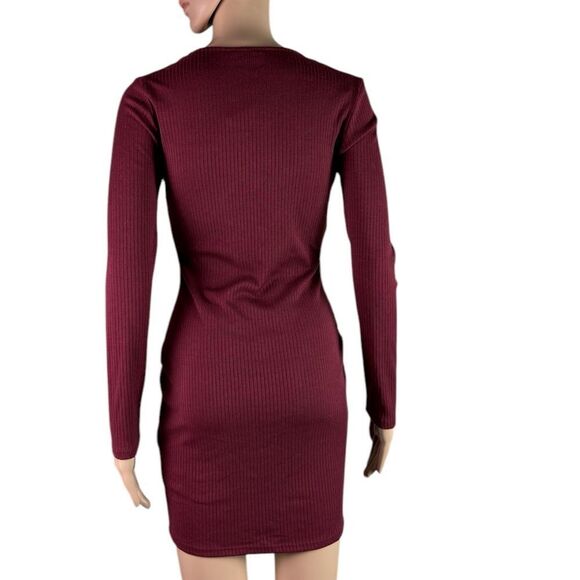 True Religion Burgundy Ribbed Corset Dress - Picture 2 of 7